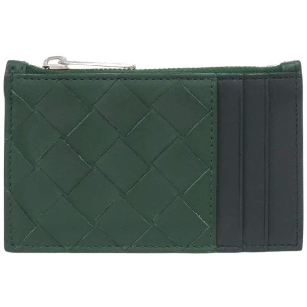 Bottega Veneta Intrecciato leather green black Card Case Wallet